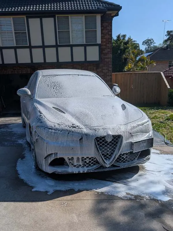 Foam wash at your driveway | mobile car detailing by Luxe Mobile Car Spa
